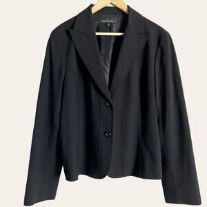 Lafayette 148 New York Black Wool Peak Lapel Single Breasted Blazer Jacket 14